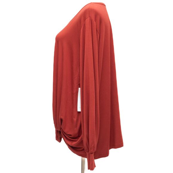 Karen Kane Rust Long Sleeve Plus Size Side Pick Up Top Size 3X - Picture 2 of 12